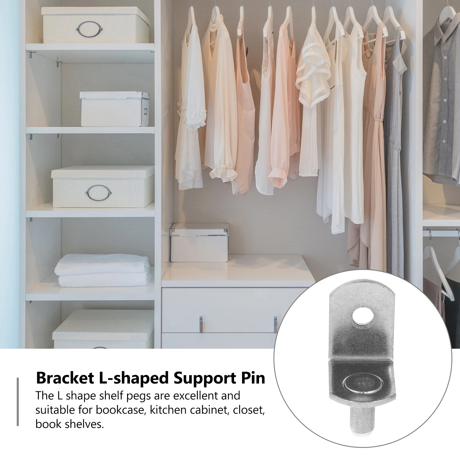 

50Pcs L-Shaped Cabinet Shelf Pin with Hole Perfect for Bookshelves Closets and Kitchen Cabinets Shelf Support Pegs
