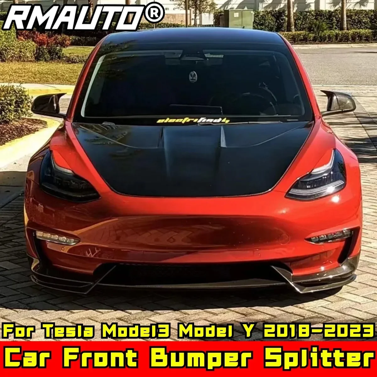 

Модный передний бампер Model3, спойлер из углеродного волокна, спортивный стиль, бампер, чехол для Tesla Model3, модель Y 2018-2023, автомобильные аксессуары