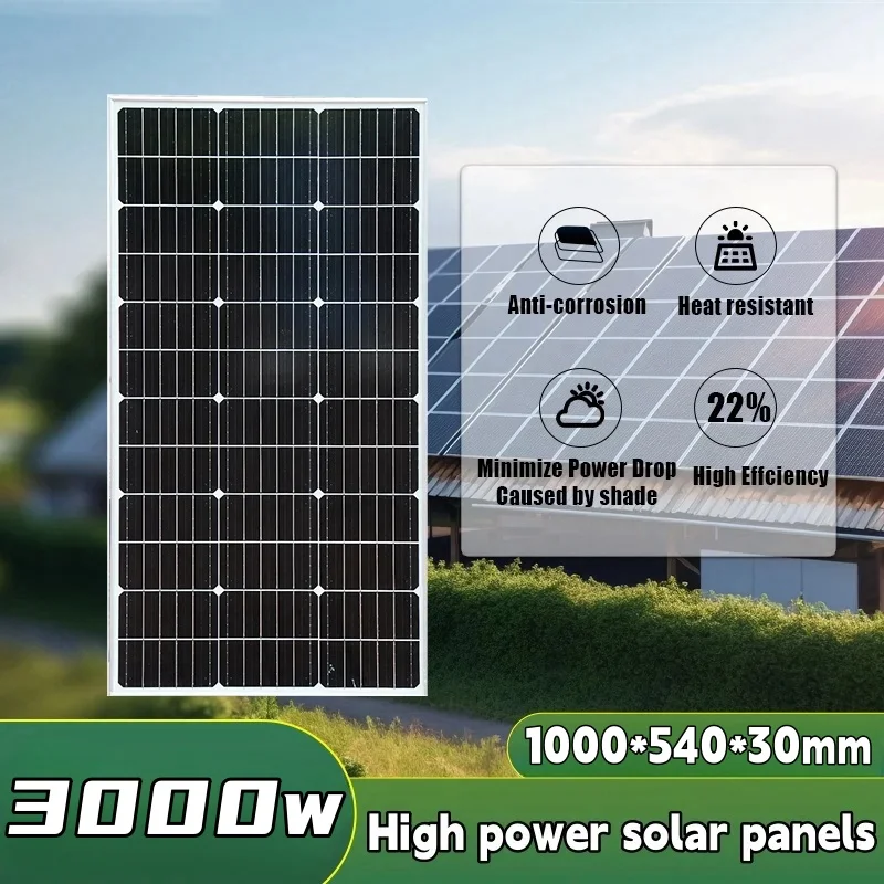 3000W Rigid Solar Panel Kit 18V Monocrystalline Cell Photovoltaic Panel System Battery Charger For Home Roof Camper RV Car Boat