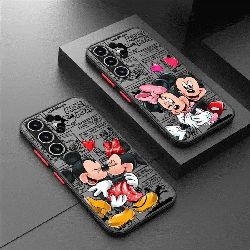 Disney Mickey Minnie Kiss Matte Case For Samsung Galaxy S24 S22 S23 S20 S21 FE S10 Plus Capa Note 20 Ultra 10 Lite Phone Fundas