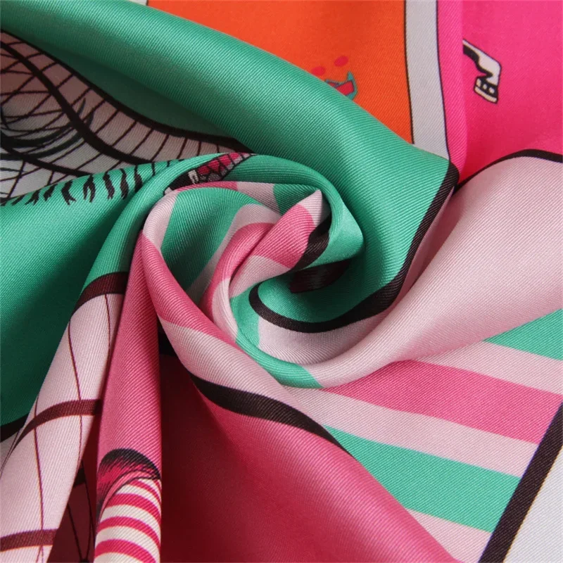 90x90cm New Design Horse Universe Printed Twill Silk Scarf Square Scarves Lady Wraps Kerchief Woman Neck Shawl Wraps image 6