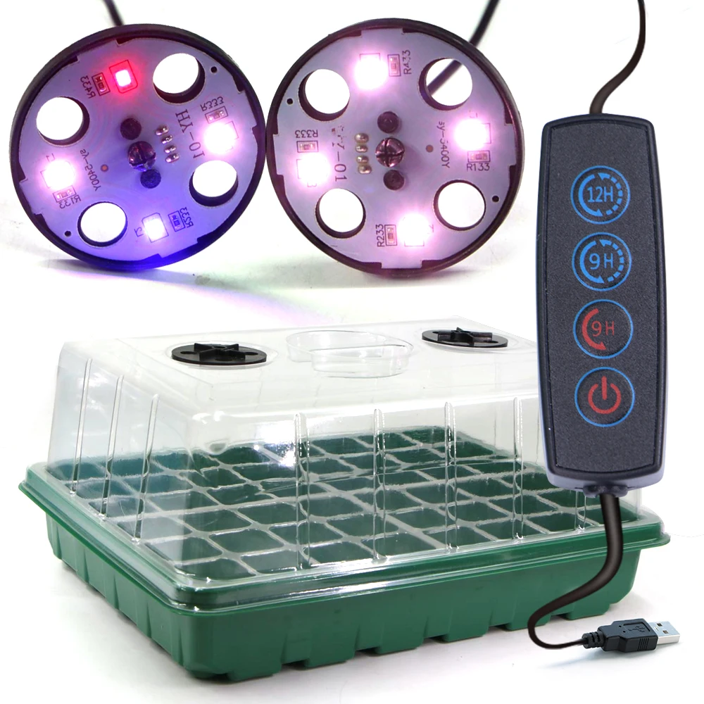 

Grow Light Seedlings Box with Timer Controller for Greenhouse Garden Plants Vegetables Seeds Germinatio Tray 48-Cell Nursery Pot