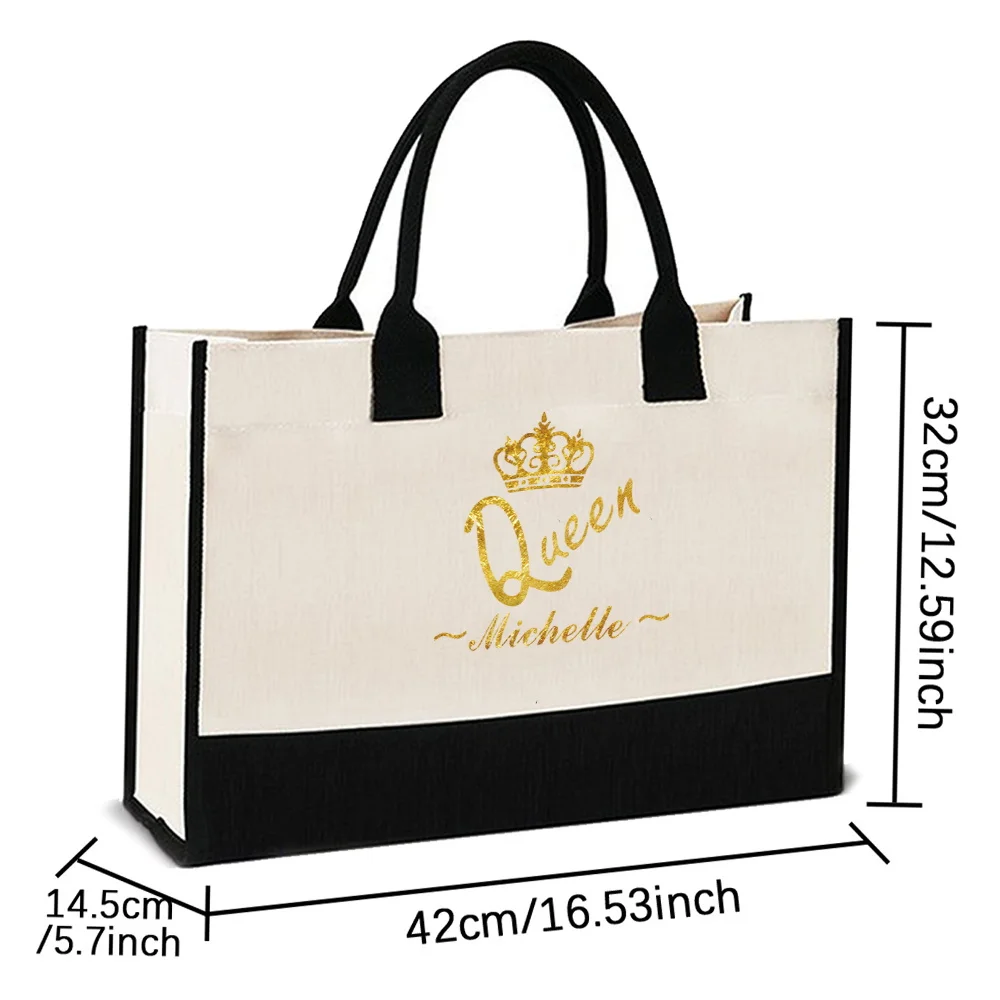 Customized Name Reusable Shopping Bag Leisure Beach Bag Large Capacity Grocery Bag Customized Product