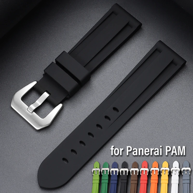 Buntes Silikon-Uhrenarmband, 20 mm, 22 mm, 24 mm, 26 mm, wasserdichtes Gummiarmband für Panerai PAM, für Omega-Armband, Taucherarmband