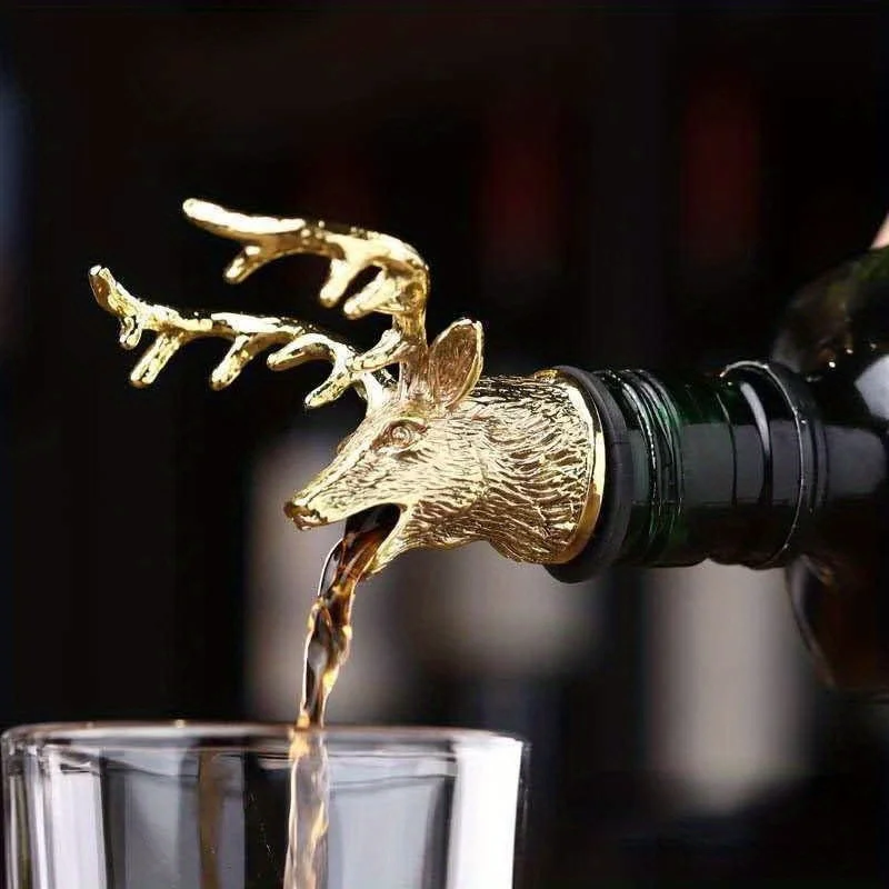 

Stainless Steel Deer Head Wine Pourer Unique Stag Wine Bottle Stoppers Wine Aerators Bar Tools Kitchen Accessories