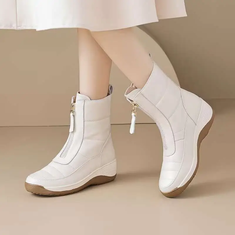 

Sneakers Snow Boots for Women Plain Lightweight Waterproof Woman Shoes Zip On Promotion Lamb Trend 2025 New In Y2k High Quality