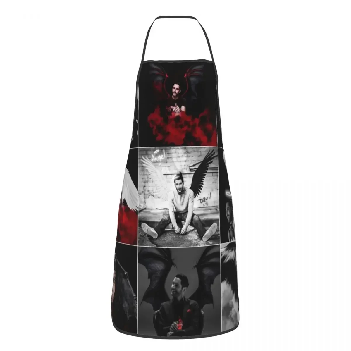 Funny Lucifer Morningstar Wings Bib Aprons Women Men Unisex Kitchen Chef TV Show Tablier Cuisine for Cooking Baking Gardening