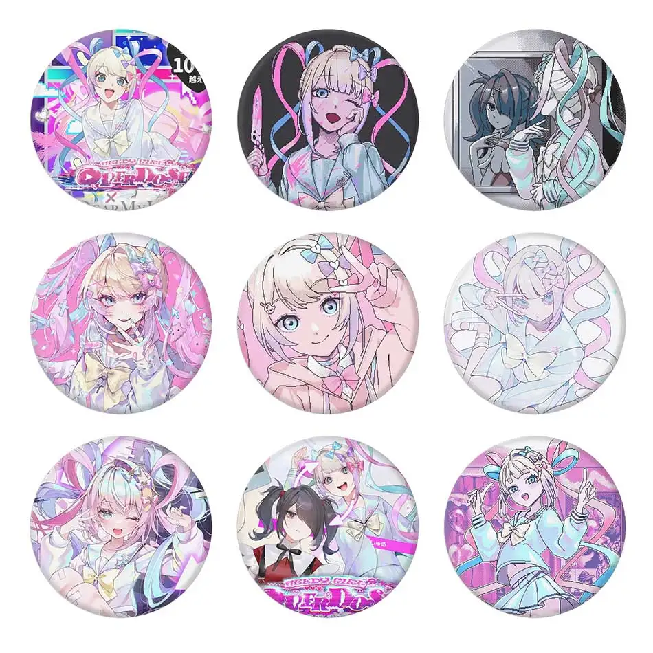 

Needy Girl Overdose Cute Cartoon Metal Button Pin Pixelation KAngel Ame-Chan Gothic Lolita Brooch Badge Bag Decor Fans Collect