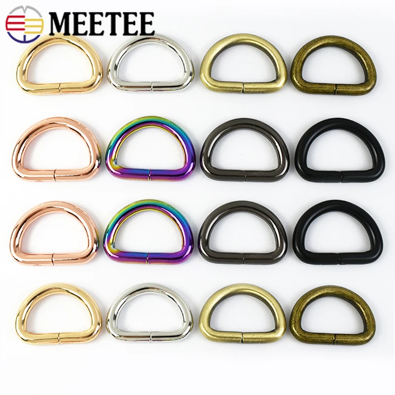 

30Pcs Meetee 13-50mm Metal Buckle D Ring for Bag Strap HandBag Hanging Rings Webbing Adjust Buckles DIY Hardware Accessories