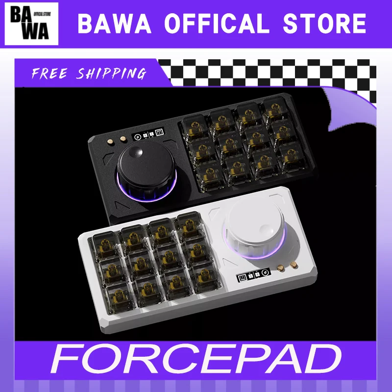 Forcepad Mechanical Keyboard Aluminium Alloy 12keys Hot Swap Rgb Knob Mechanical Keyboard Customized With Screen Desktop Gifts