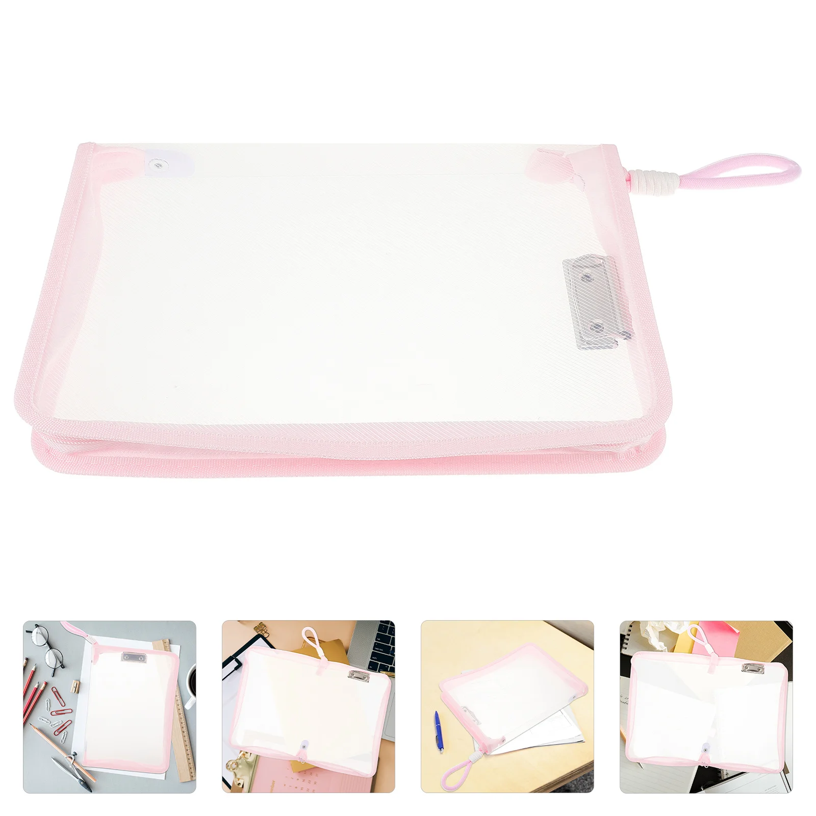 

Large Capacity Waterproof File Bag Transparent A4 Document Organizer Thick Stationery Storage Bag for Students School Supplies