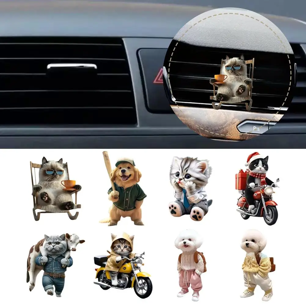 Car Outlet Vent Perfume Clips Cartoon Cat Air Freshener Car Conditioning Diffuser Decoration Interior Clip Aromatherapy Per Z9D2