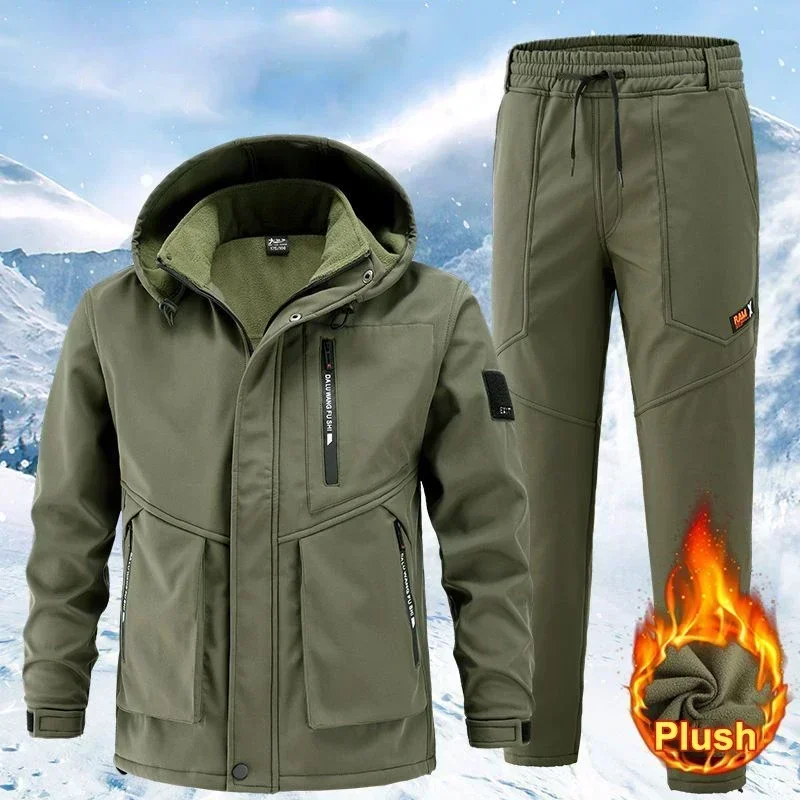 Men's Set Winter Autumn Work Men Sportswear 2 Piece Set Sporting Suit Jacket+Pant Sweatsuit Male Fashion Clothes Tracksuit