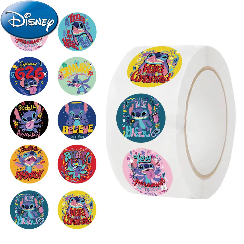 

500pcs/roll Cute Disney Stitch Sealing Stickers Funny Cartoon Kid Reward Decals Toy Gift Phone Case Diary Suitcase Anime Sticker