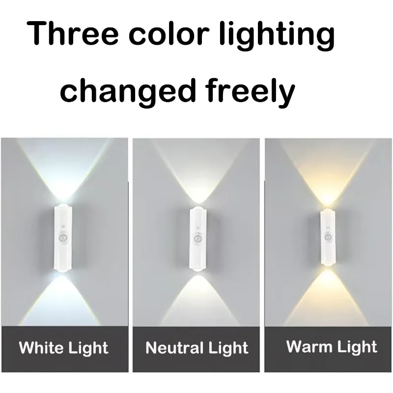 Lampade da parete con sensore cat eye a doppia testa 1/2/4 Luci notturne RGB con ricarica USB 3/7 modalità colore adatte per camere da letto/scale/alberini