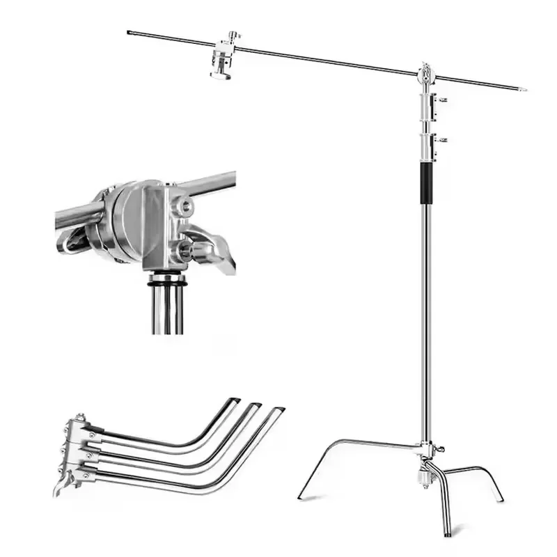 High quality 3.3 meters adjustable heavy duty C frame photography C frame magic leg stable stainless steel light stand photo