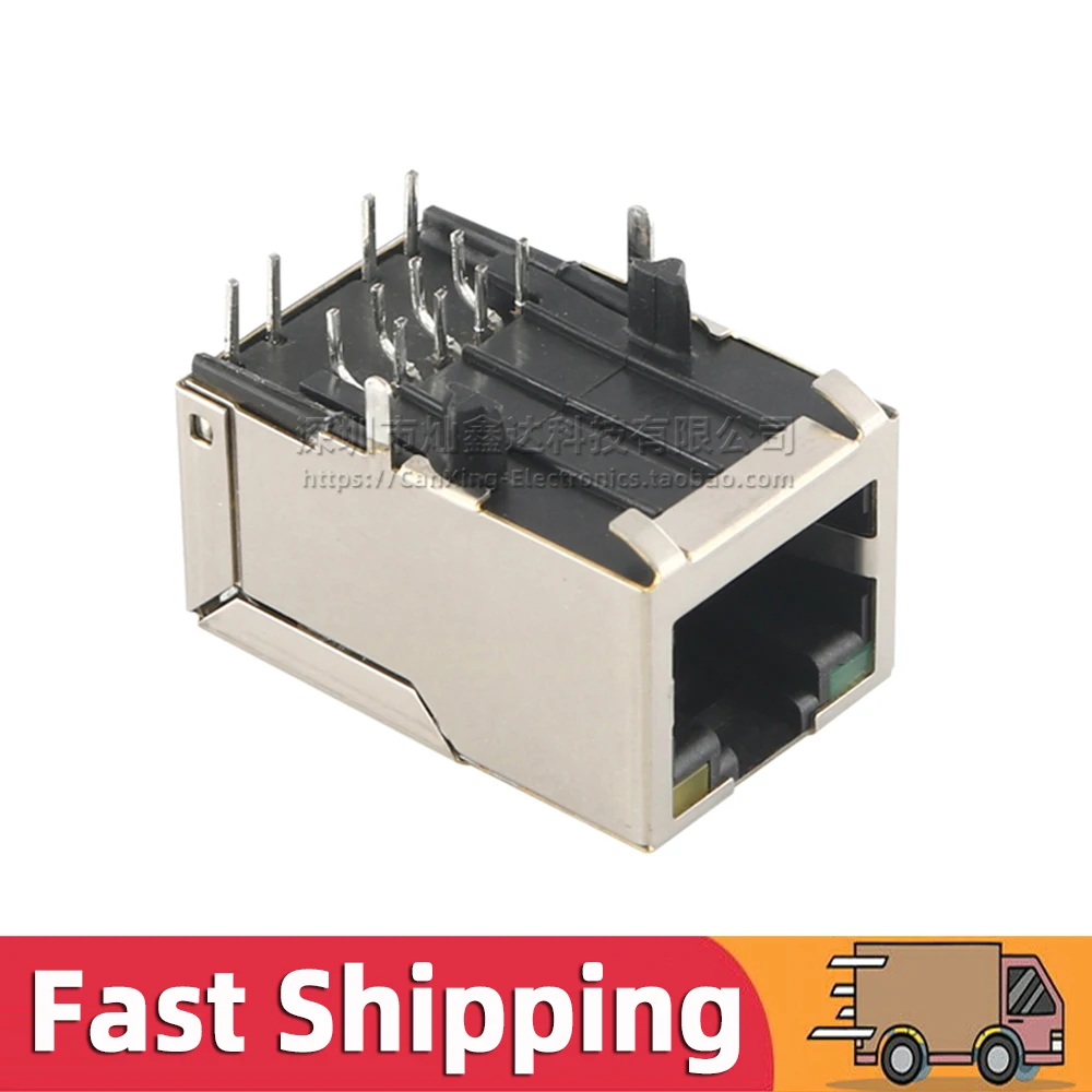 2 sztuki J1011F01PNL RJ45 Jack Network Single Port Tab Up LED Magnetic Filter Interface Connector 100 Base-TX Fast Ethernet CAT 5 6