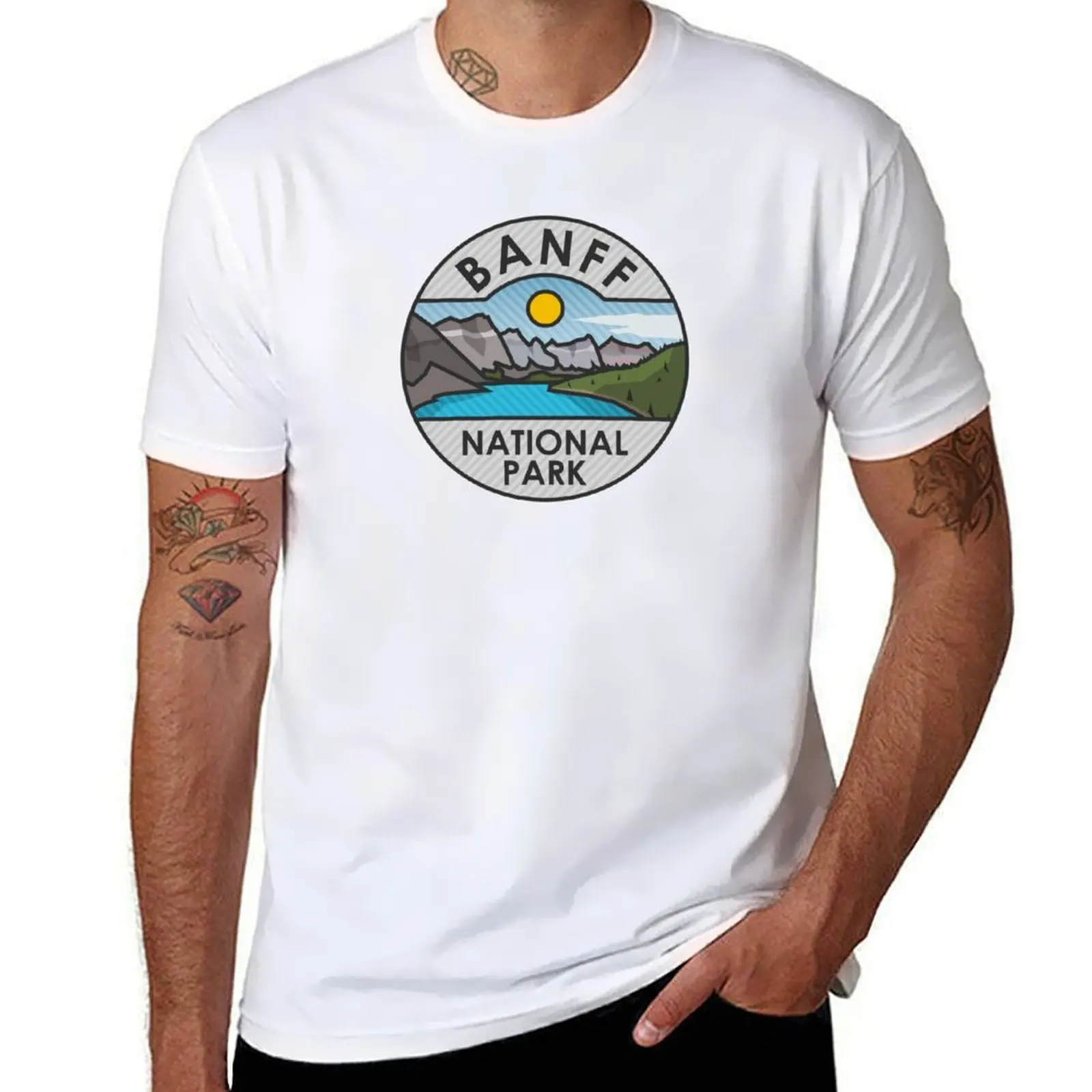 

Banff Park National Basic T-Shirt Retro Style Print Casual Top