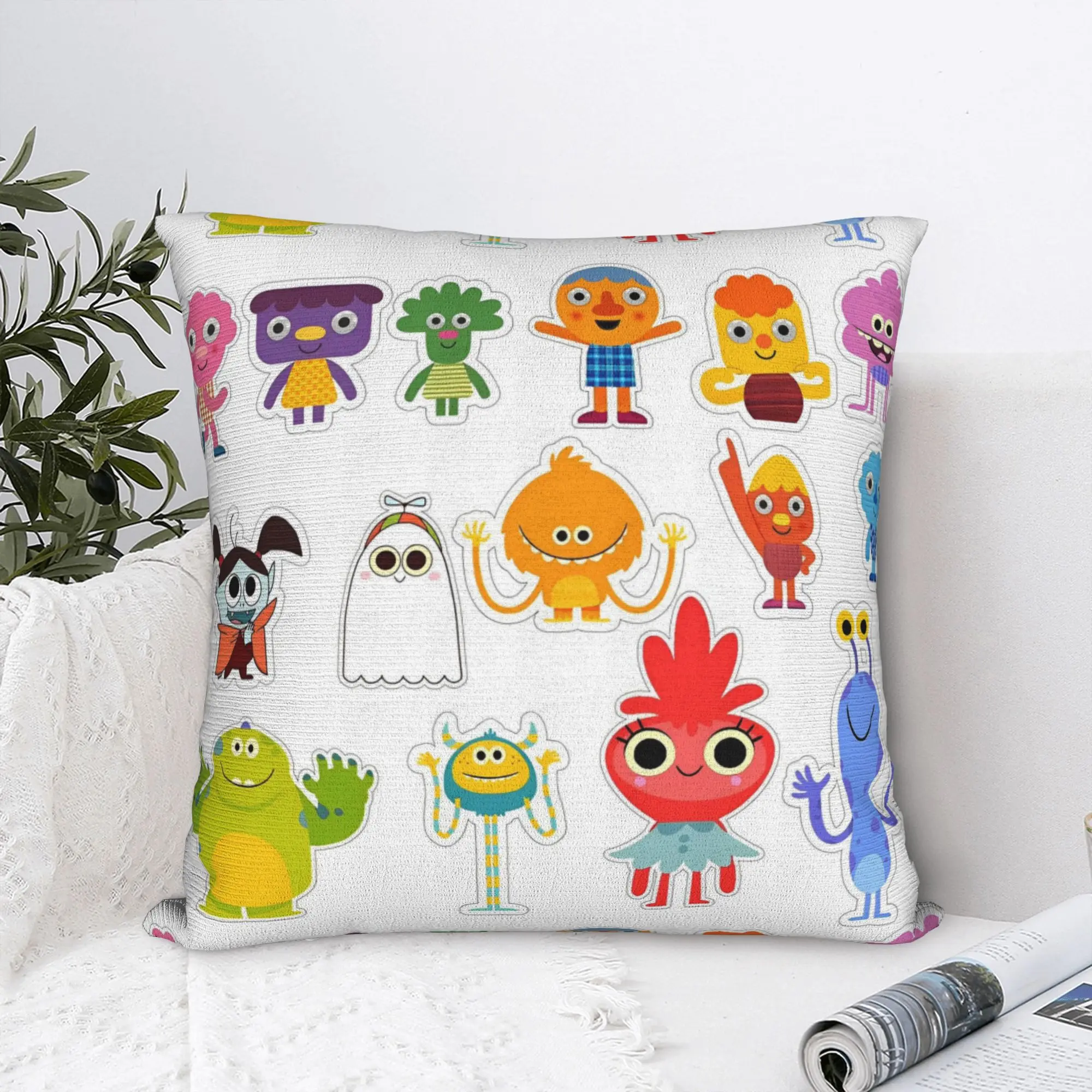 Noodle & Pals Micro Super Simple Pillowcase Soft Polyester Cushion Cover Decor Nursery Rhymes Songs Throw Pillow Case Cover Home