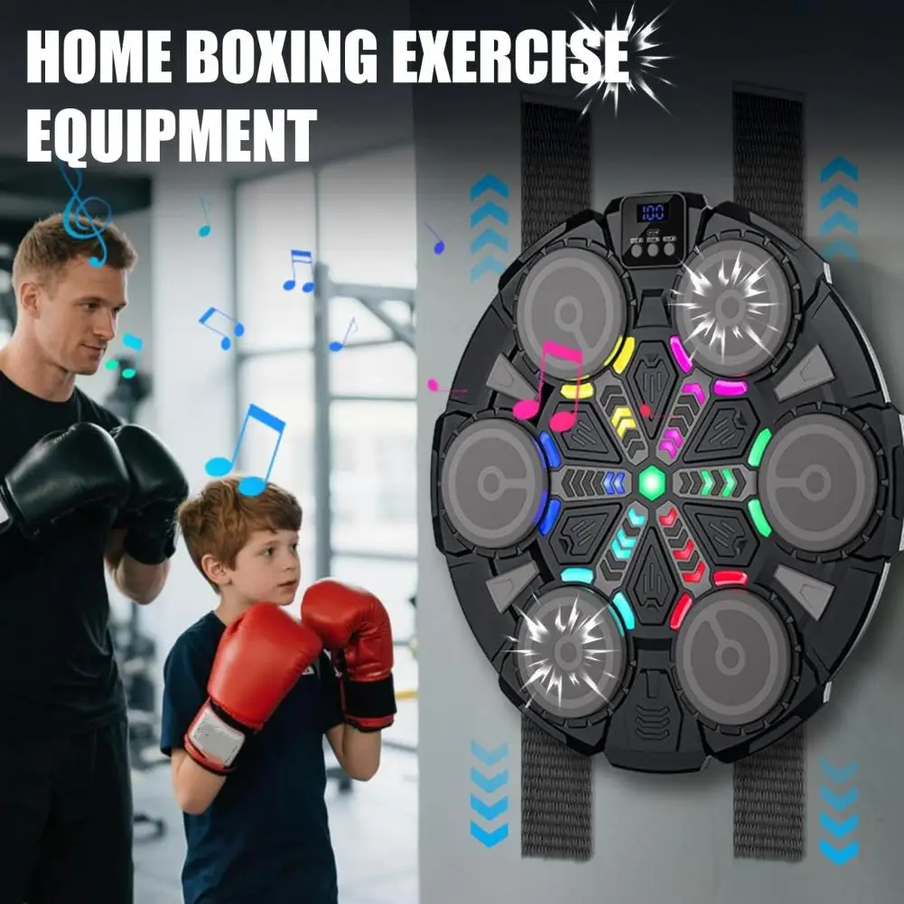 Picture 3: Music Boxing Machine with Gloves Wall-Mounted Boxing Target with LED 9 Speed Adjustable Electronic Boxing Trainer Punching Pad