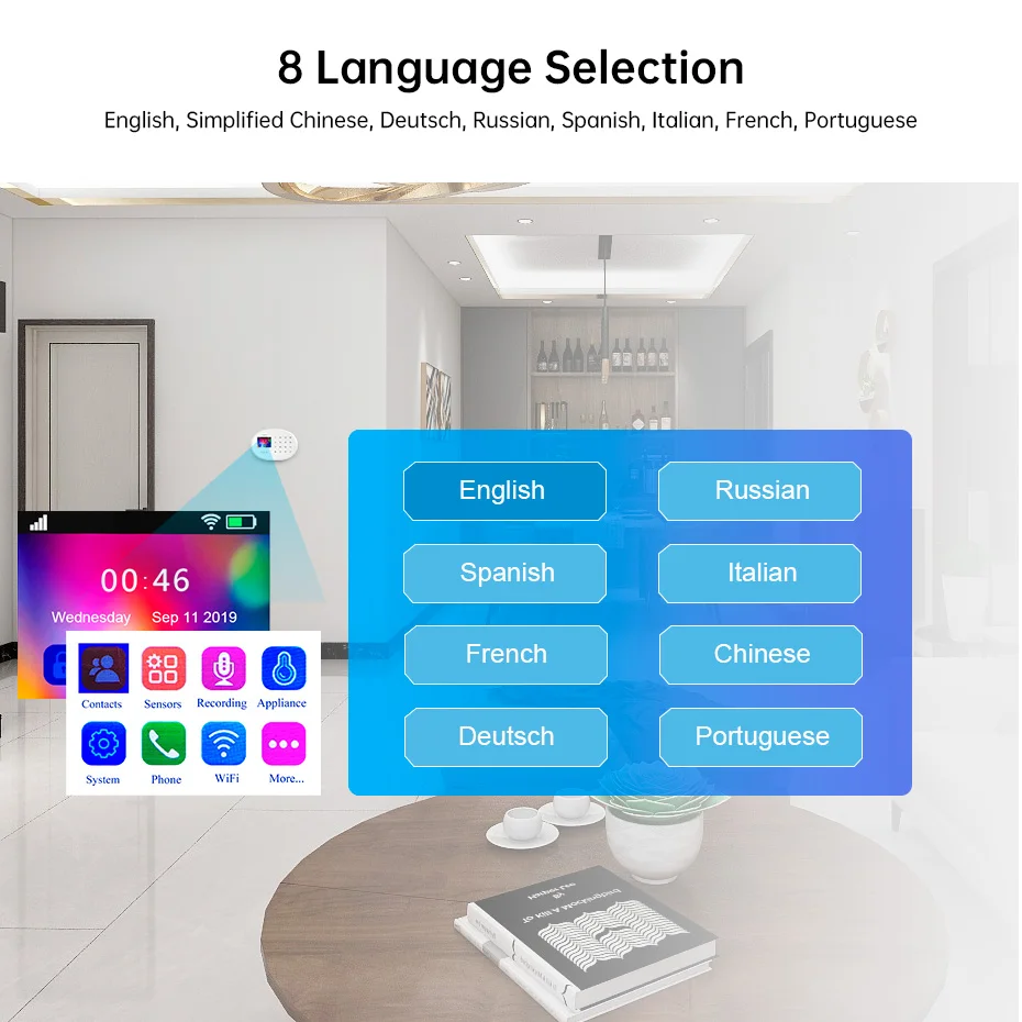 KERUI Tuya WIFI inteligente sistema de alarma GSM funciona con Alexa seguridad del hogar inalámbrico 433Mhz alarma antirrobo Detector de Sensor de