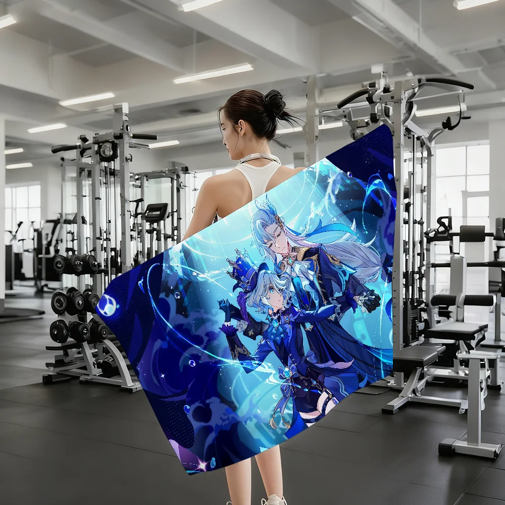 Genshin Impact Neuvillette Furina Towel Shower Sauna Travel Spa Quick Dry Gym Accessories Soft Large Beach Towels