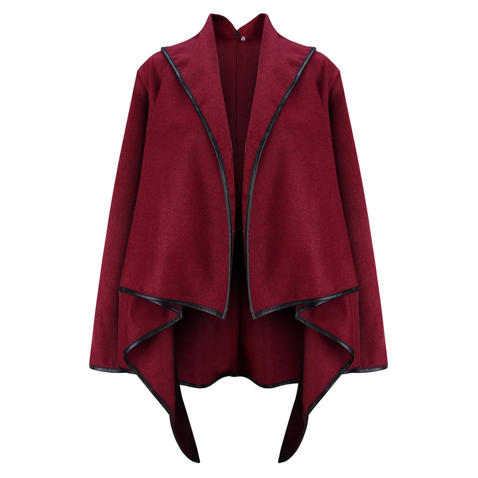 Irregular Woolen Coat Elegance Windbreak Women Fall Winter Warm Long Sleeve Lapel Loose Casual Butterfly Cape Shawl Streetwear