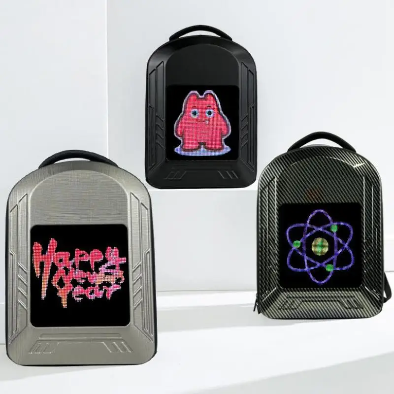 

Рюкзак со светодиодной подсветкой, сумка на плечо, большие глаза, крутой дисплей, жесткий корпус «сделай сам», водонепроницаемый компьютерный повседневный школьный рюкзак