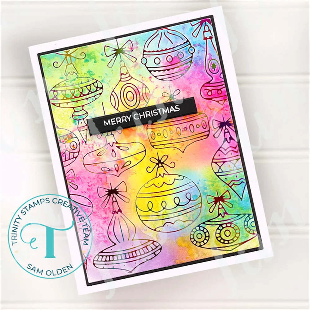 Retro Baubles Christmas Trees Cutting Dies Edge Tag Hot Foil Plates and Stencils Stamps Sentiment Sets Scrapbook DIY Paper Card