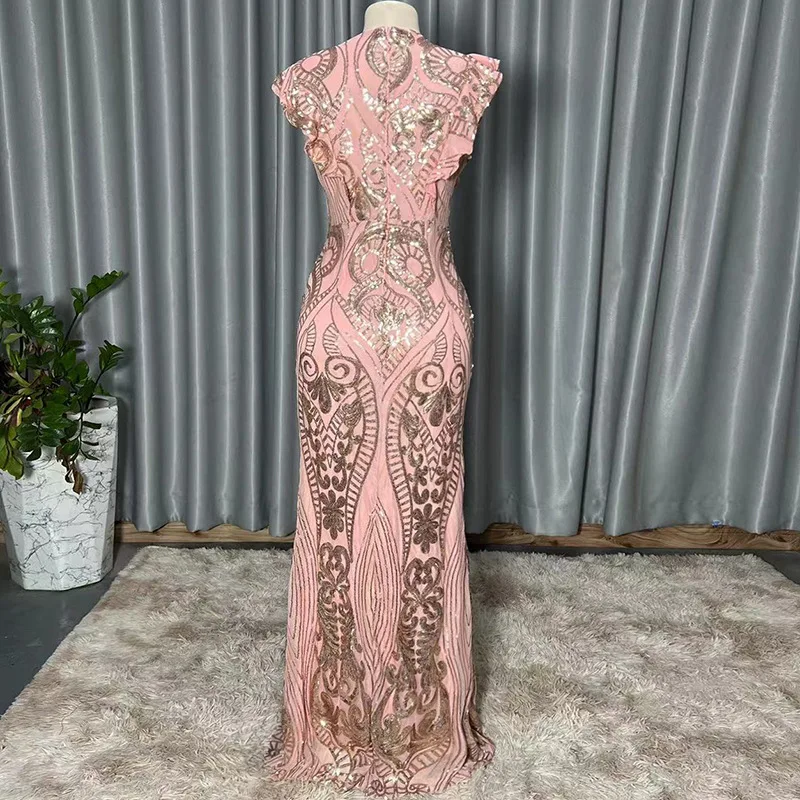 African Turkey Dresses For Women Luxury Sequin Mermaid Robe Wedding Party Prom Evening Gown Off Shoulder Sexy Long Dress Clothes