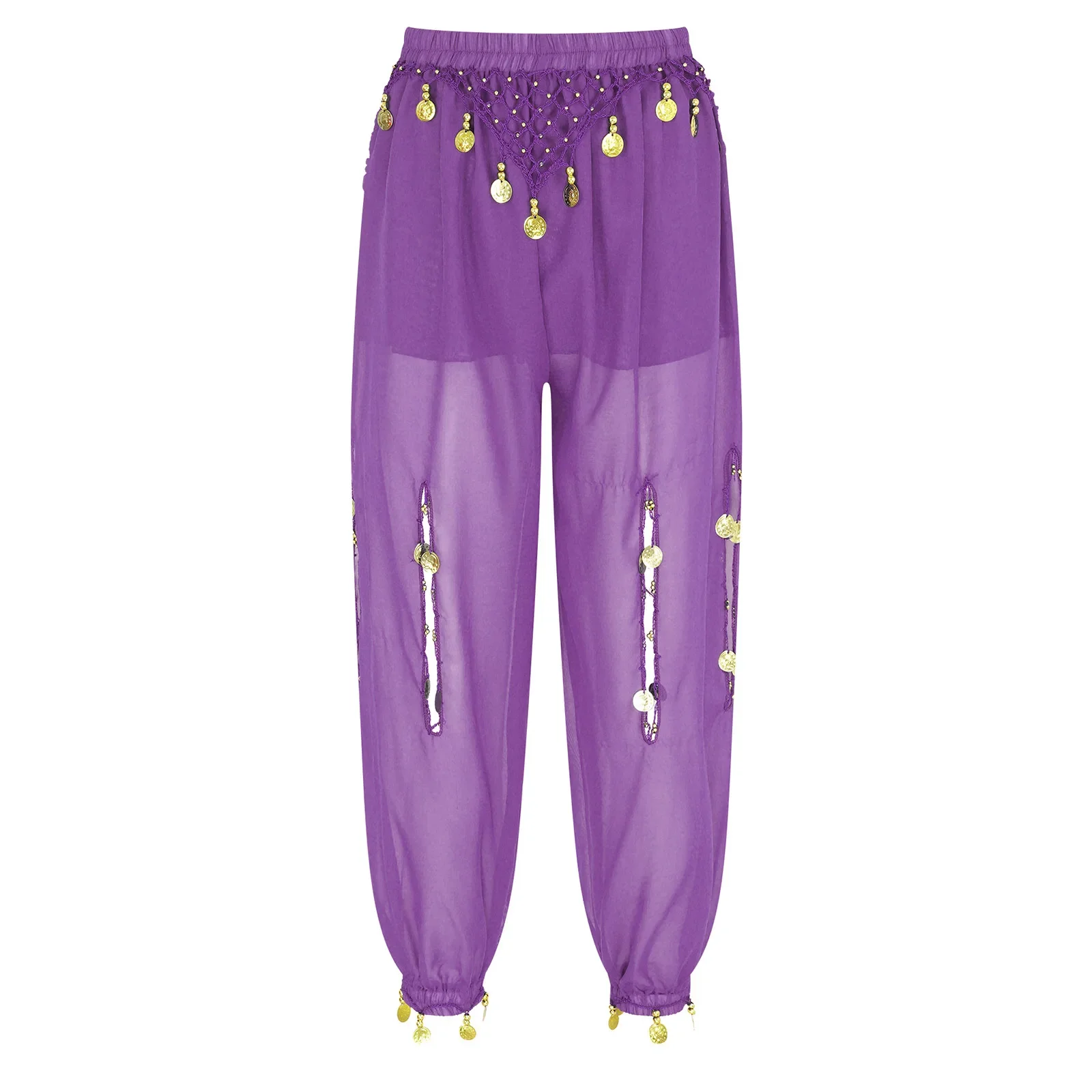 

Costume de danse du ventre pour femme, pièce de monnaie lanterne, pantalon fendu sur le côté, sarouel à paillettes