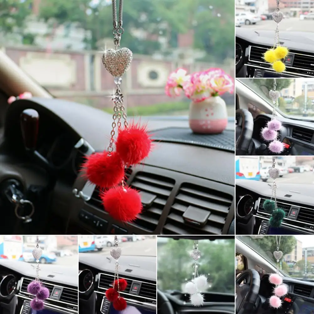 Fashion Diamond Car Accessorie Bling Hairball Pendant Auto Rearview Mirror Pendant Birthday Gift Auto Decoraction Ornaments