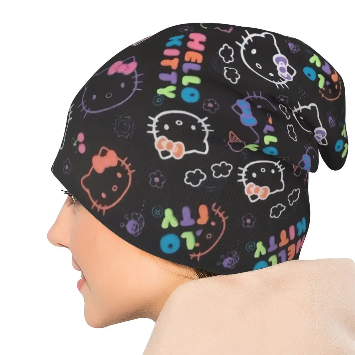 Kawaii Hello Kitty Bonnet chapeau décontracté rue Skullies bonnets chapeau mignon dessin animé pour hommes femmes printemps double usage casquette