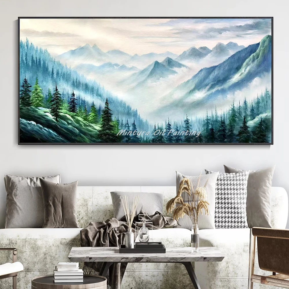 

Mintura,Large Hand-painted Forest Landscape Oil Painting on Canvas,Modern Home Decoration,Textured Tree Posters,Wall Art Picture