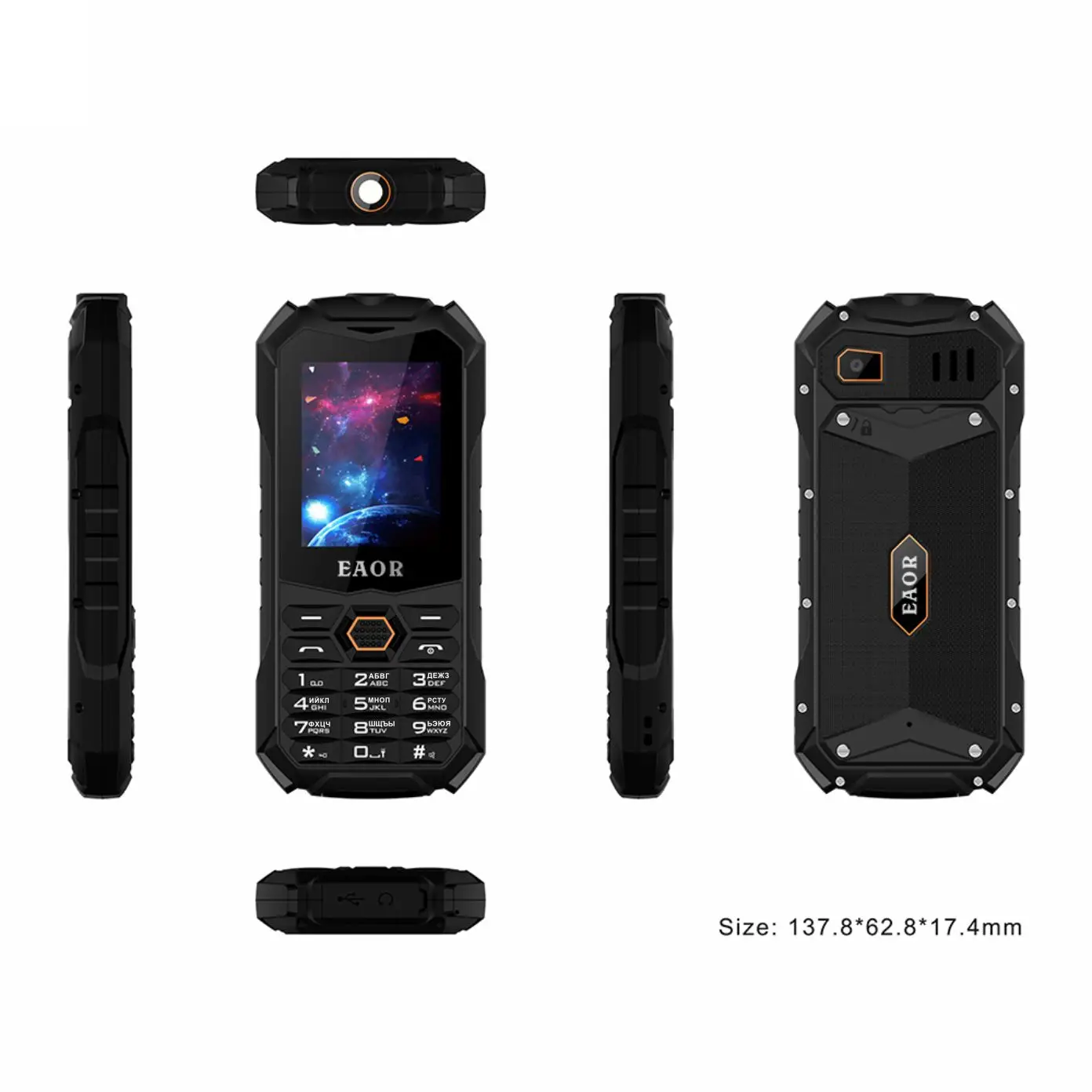 EAOR-Téléphone Portable Robuste et Mince, IP68, 4G/2G, Grande Batterie, Torche Éblouissement Matin, Touriste