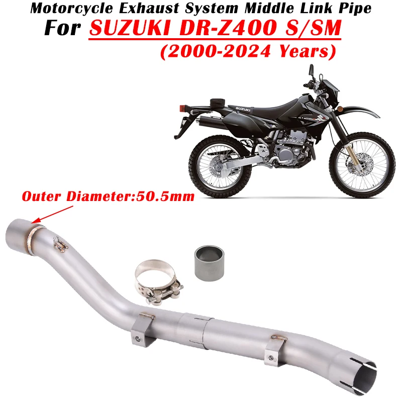 

For SUZUKI DR-Z400 DRZ400 DRZ DR Z400 Z 400 S SM 2000 - 2024 Motorcycle Exhaust Escape Modified Muffler 51mm Middle Link Pipe