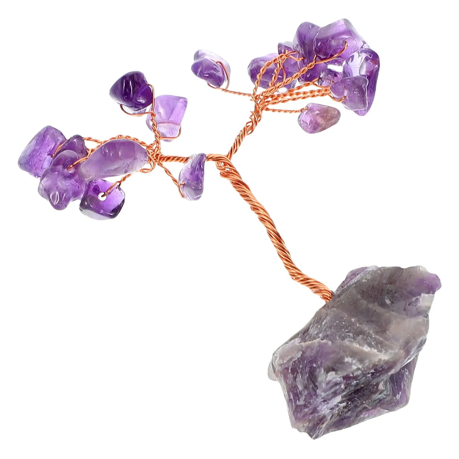 Adornos de árbol de dinero de cristal, decoración de amatista, grava Feng Shui, escritorio púrpura, piedras preciosas naturales para oficina, decoraciones de mesa para el hogar
