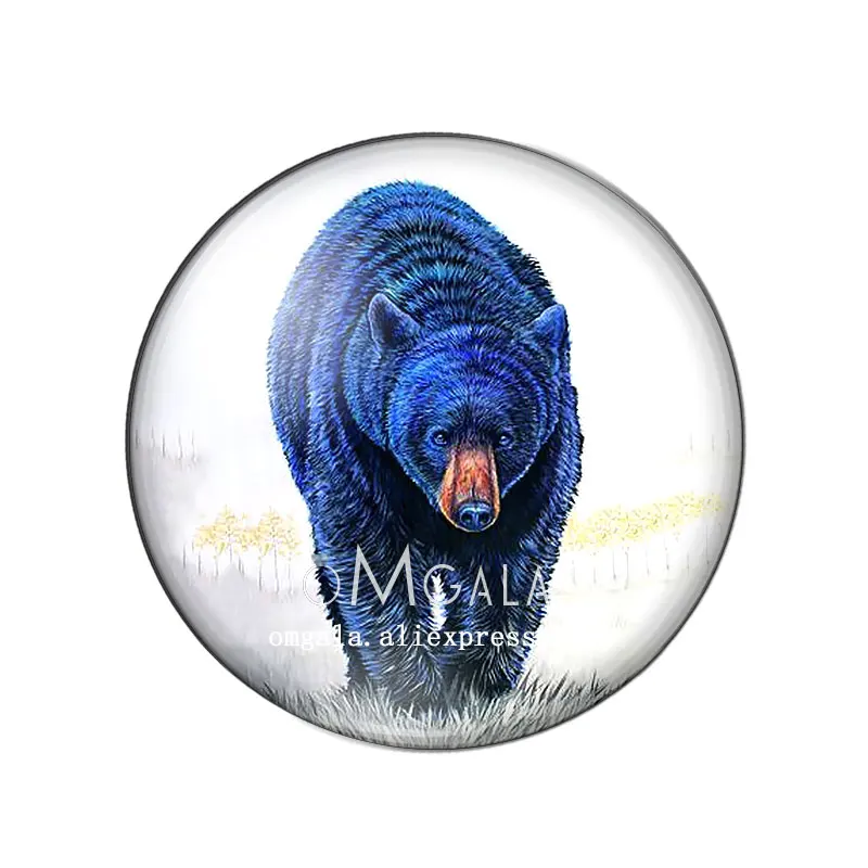 Akwarela niedźwiedź obrazy wzór zwierzęcy 12mm/14mm/18mm/20mm/25mm okrągły szklany kaboszon demo płaski powrót dokonywanie ustaleń — zdjęcie 5