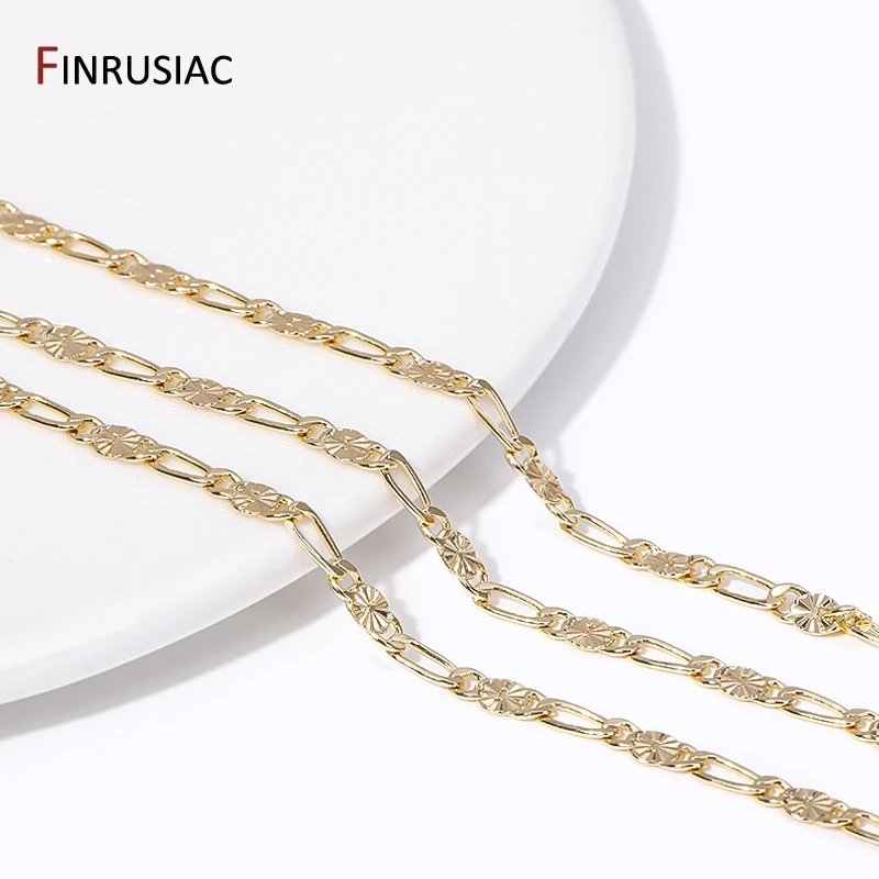 

3mm*8mm 14K Gold Plated Brass Chains For Jewelry Making DIY Necklace Component Handmade Craft Accessories