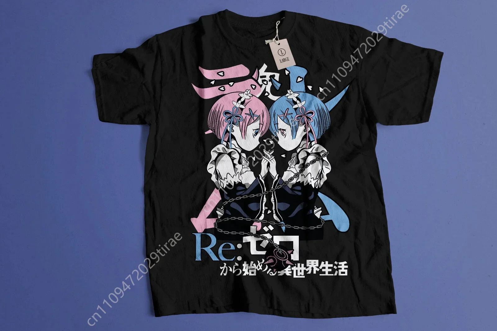 Rem Re Zero T-shirt Cute Re Zero Ram Kawaii Shirt Men's and Women's Summer Pure Cotton Comfortable Loose Fashion Top