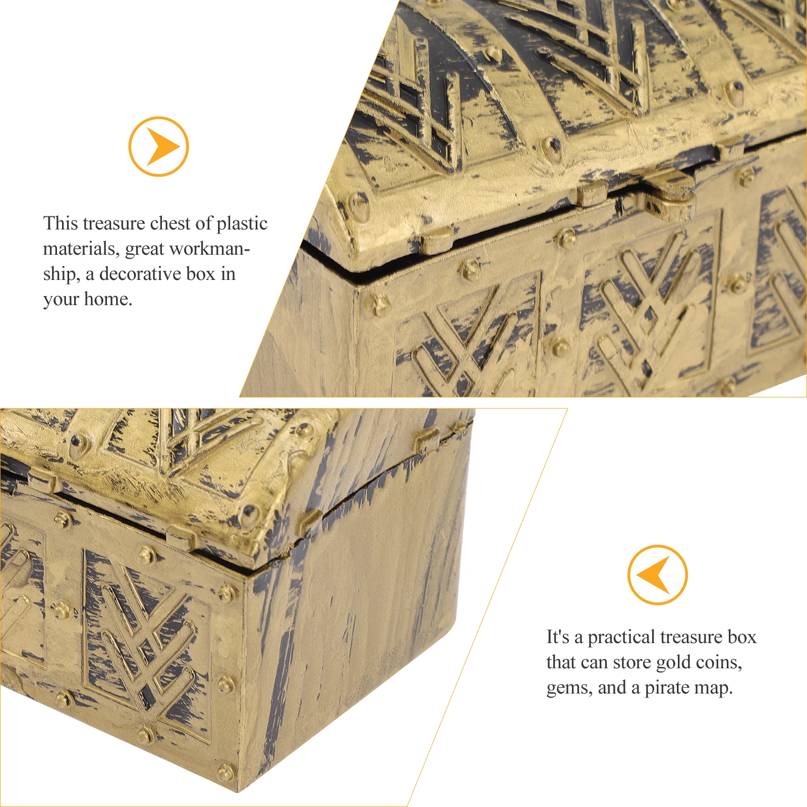 

4 pcs Pirate Treasure Chest Mini Storage Boxes Decorative Retro Style Plastic Kids Halloween Party Favors Jewelry Display Tools