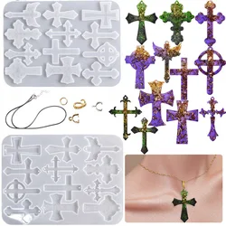 12pcs Cross Pendants Resin Silicone Mould for Jewelry Making DIY Crystal Epoxy Keychain Pendant