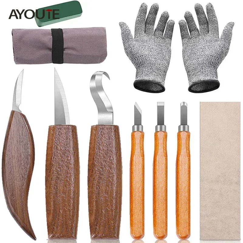 

Wood Carving Knife Chisel Woodworking Cutter Hand Tool Set Peeling Woodcarving Sculptural Spoon Carving Cutter