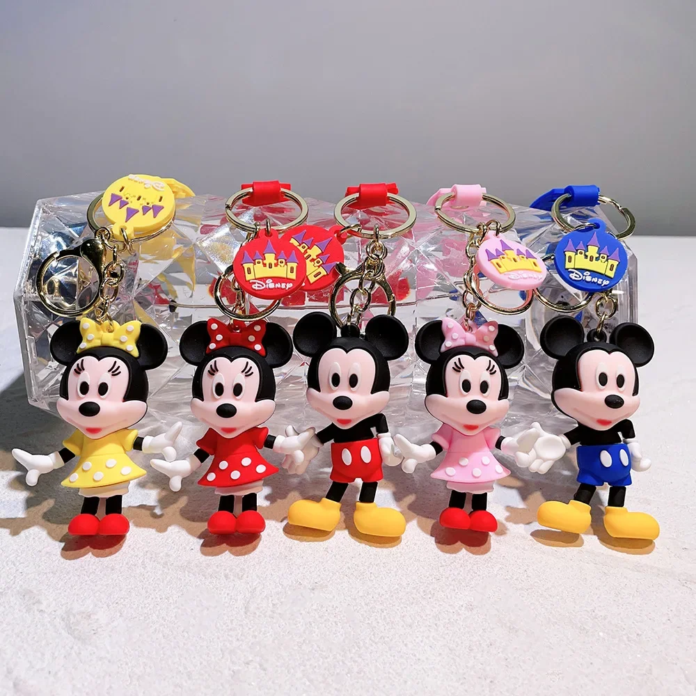 Anime Mickey Minnie Figure Keychain Cute Couple Bag Pendant Mickey Mouse Kawaii Key Chain Jewelry for Women Toy Kid\'s Xmas Gifts