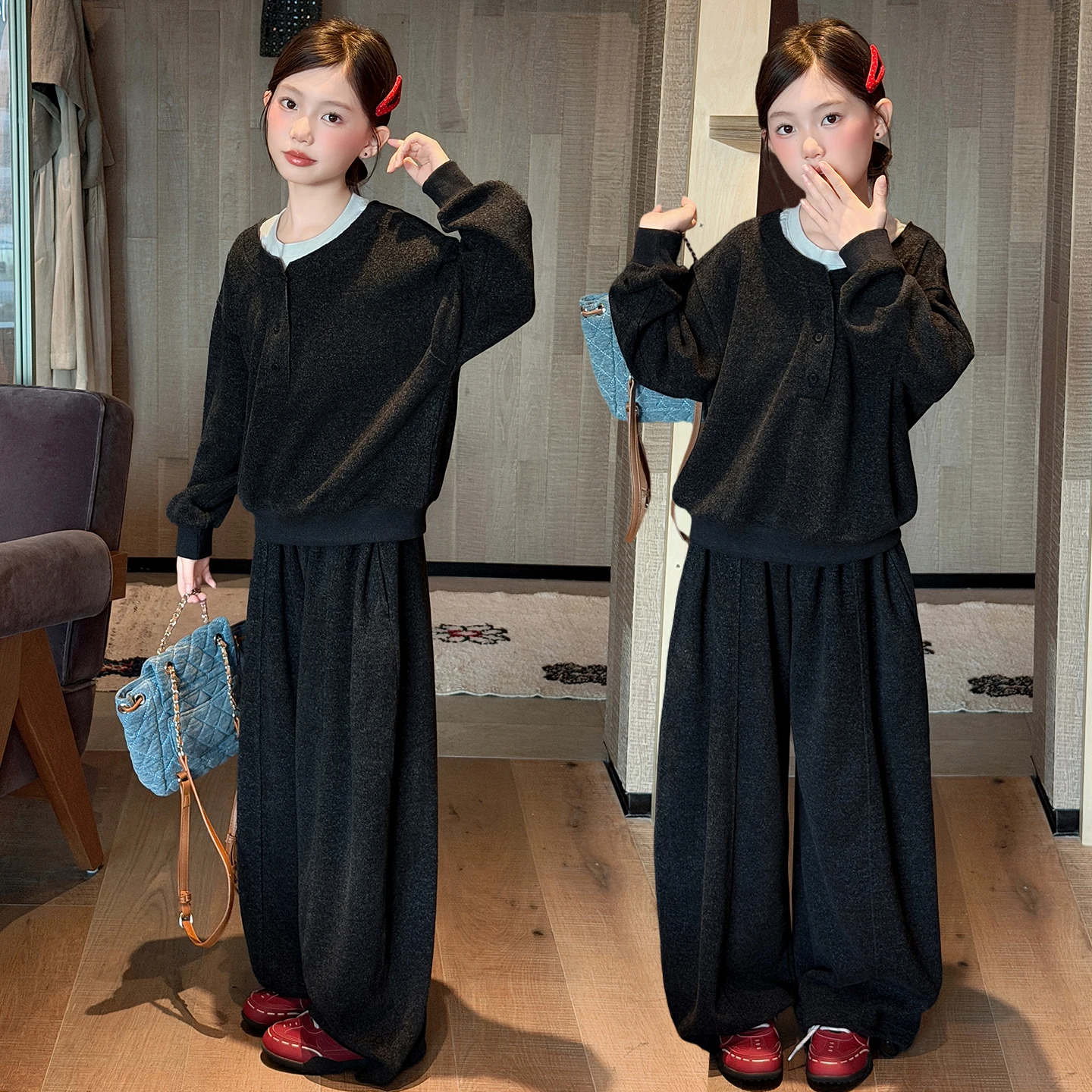 Loose Fitting Hoodie And Pants Set for Kids Spring Autumn Casual Two Piece Suit Unisex Soft Cotton Long Sleeve Clothing