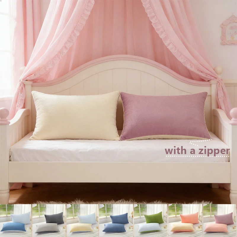 Multi Color Pure Cotton Pillowcase with Zipper Design Breathable and Skin Friendly Pillowcase Bedding Without Pillow Core 1/2pcs