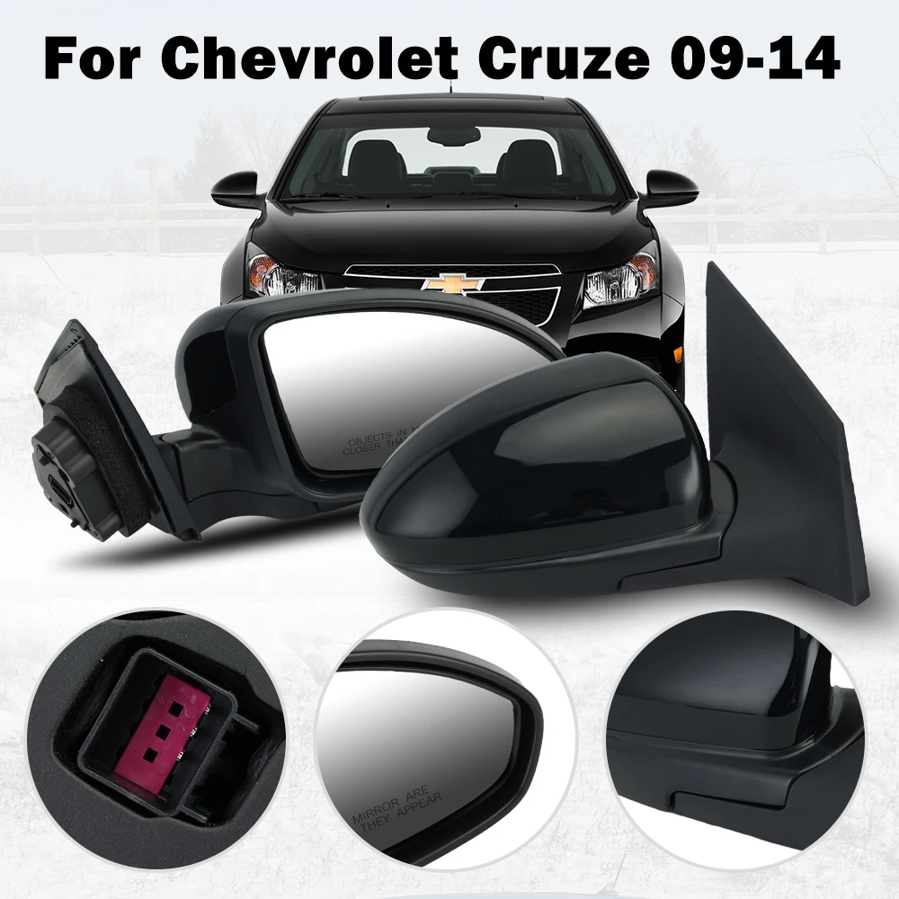 3 Pins Side Rearview Mirror Assembly For Chevrolet Cruze 2009 2010 2011 2012 2013 2014 Black Auto Side Mirror Car Accessories