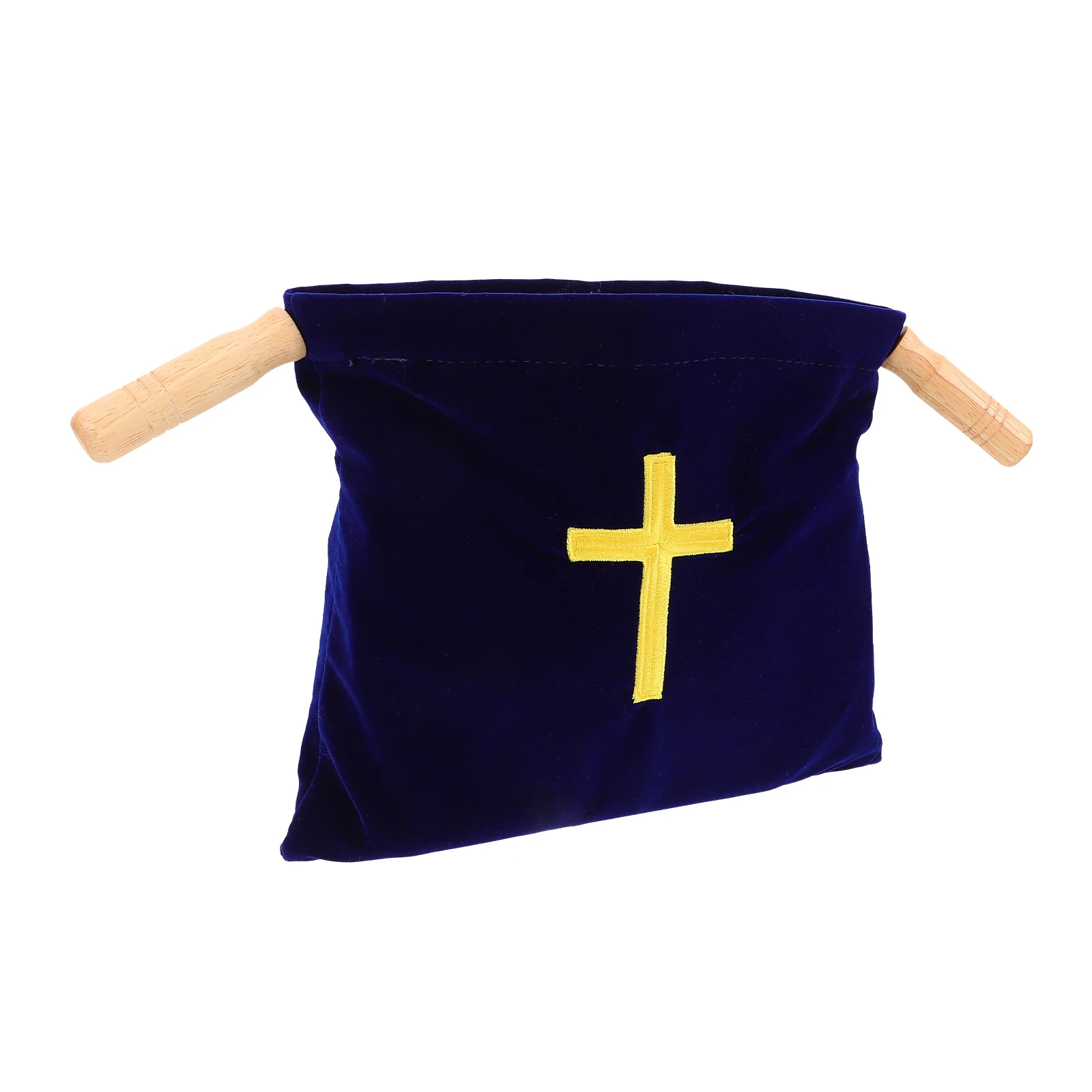 

Church Offering Bag Embroidered Cross Large Capacity Fabric Wooden Communion Supplies Baptism Christening Decorations