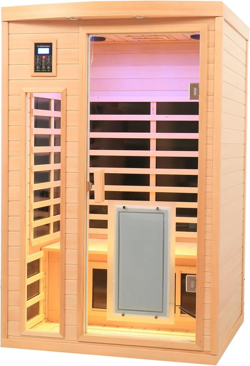 Infrared Sauna 2 Person, Near Zero EMF Infrared Sauna, Far Infrared Saunas for Home, Canadian Hemlock Wood Indoor Sauna with