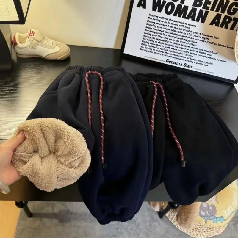 

Теплые брюки для мальчиков и девочек, осенне-зимние однотонные спортивные штаны, длинные штаны с эластичной резинкой на талии, удобная детская одежда для детей 2–5 лет